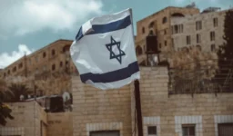 Flag of Israel and Old City