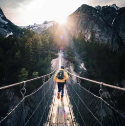 running man on bridge